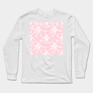 Romantic White Rose Floral Painting Pink Pattern Long Sleeve T-Shirt